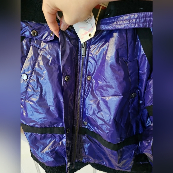 Free People NWT FP Movement Vagabond Fleece Bomber Jacket Purple Size M - Picture 6 of 11